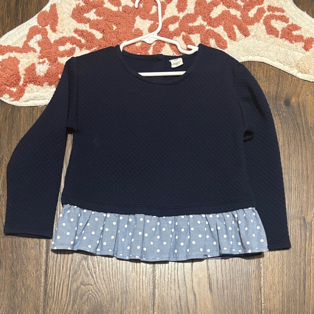 GAP Navy Kids Long Sleeve Top with Polka Dot Hem